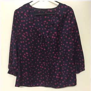 Talbots Petal Dot Satin 3/4 Sleeve Blouse